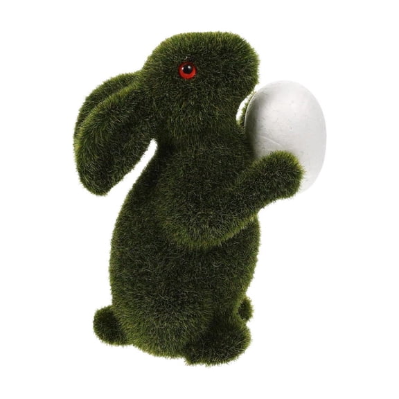 1 Pcs Easter Bunny Figurine,Small Flocked Statue Figurine,Green Artificial Bunny Sculpture,Plastic Easter Bunny Figurine for Easter Festival Garden Yard Home Party ornament Decor,(Green,4.72x5.9 in)