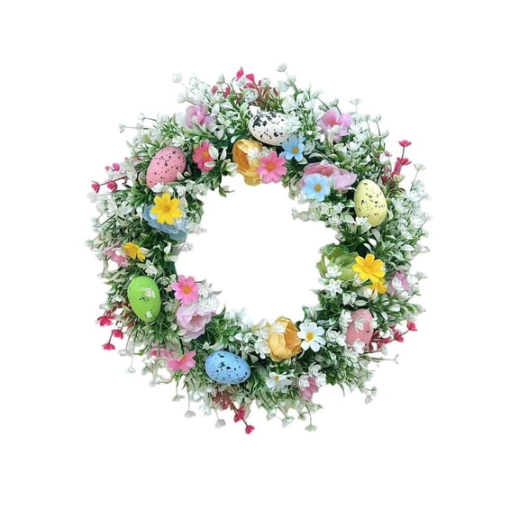 1 Pcs Easter Wreath Artificial Easter Egg Wreath For Front Door,13.78 Inch Easter Egg Door Wreath Decorations,Spring Wreaths With Eggs Flowers,Artificial Flower Wreath,(Hot Pink,13.78 in)