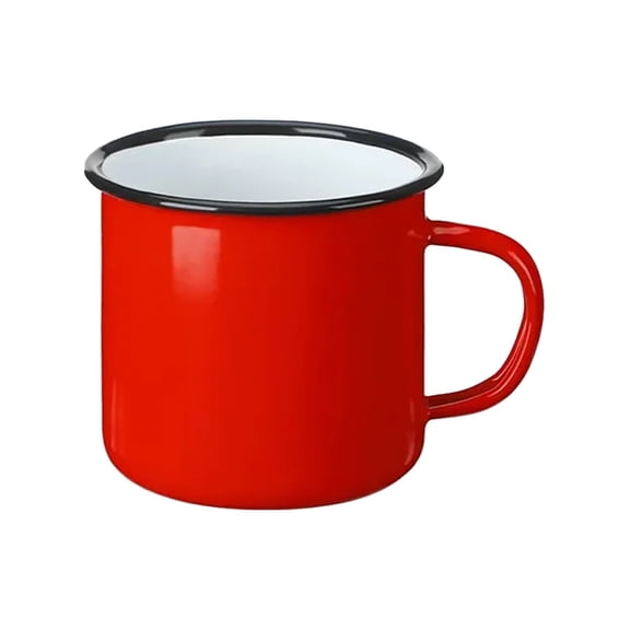 1 Pcs Enamel Camping Mugs,Small Coffee Mugs,Tea Cups,Portable Vintage Camping Cups, Camping Mugs with Handle for Coffee Tea Home Picnic Travel Indoor and Outdoor Activities,360ml(Red)