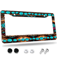 thumbnail image 1 of 1 Pcs Ethnic Pattern License Plate Frame, License Plate Cover for Car Decorative Parts, Aluminum License Plate Bracket Holder Rust-Proof Weather-Proof for US Standard Car, 1 of 9