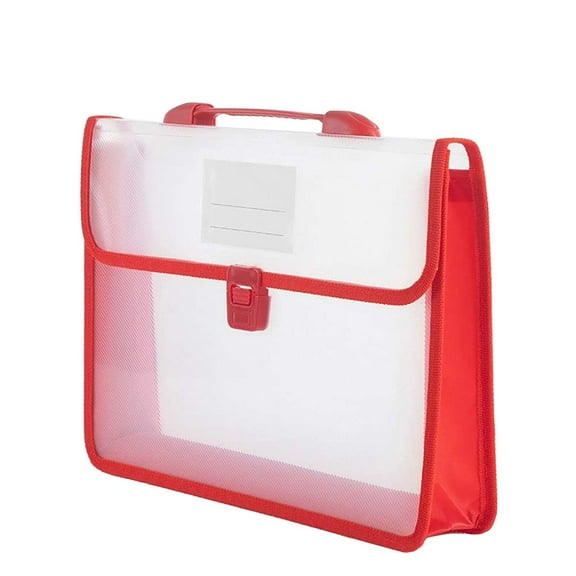 1 Pcs Expandable File Folder with Handle,Plastic Transparent Folder Pockets Envelope,Portable Water-Proof Expanding Document File Folders Organizer,Folders for Documents Snap Closure,Red