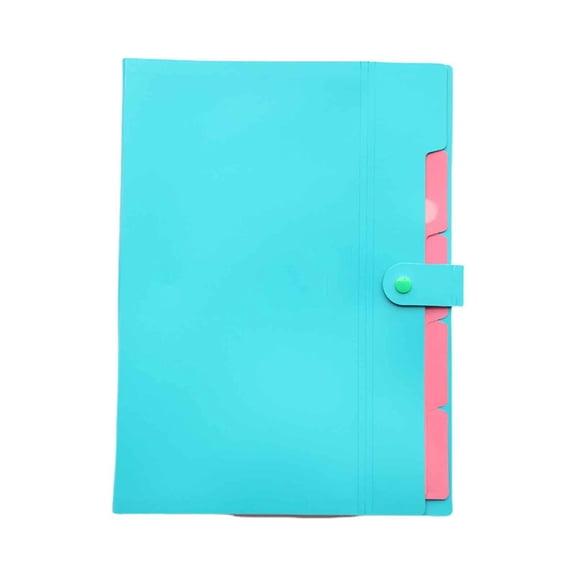 1 Pcs Expanding File Organizer with 4 Pockets,Accordion File Folders with Labels,Portable Document Paper Bill Receipt Organizer,Letter Size Paper Expanding File Folder,(Blue)
