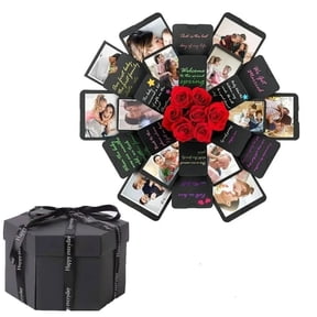 1 Pcs Explosion Gift Box,Handmade Exploding Photo Album,Surprise Picture Pop Up Box,Diy Handmade Photo Album,Photo Box For Birthday Gift,Anniversary,Valentine'S Day Surprise Box,18.5x18.5 in