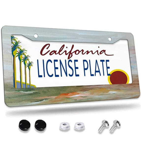 1 Pcs Soft toned Landscape License Plate Frame,License Plate Cover for Car Decorative Parts,Aluminum License Plate Bracket Holder Rust-Proof for US Standard Car