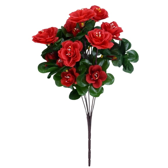 1 Pcs Fake Azalea Bouquet,Artificial Flowers Spring Flowers for Outside,13.39'' UV Resistant Faux Flowers for Outdoor,Azalea Flowers for Porch Patio Balcony Garden Vase Table Decor(Red1)