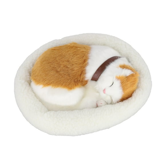 1 Pcs Fake Cat Plush Toys, Super Cute Lifelike Yellow Cat, Realistic Cat Ornaments, Breathing Soft Stuffed Electronic Pet Simulation Animal Model Home Decor