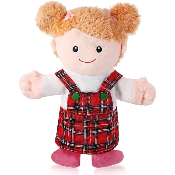 1 Pcs Family Hand Puppets 13 Inch Grandparents, Mom & Dad, Brother & Sister Plush Hand Puppet Toys Role-Play Toy Puppets for Kids Storytelling Imaginative Pretend Play Teaching Preschool(Sister A)