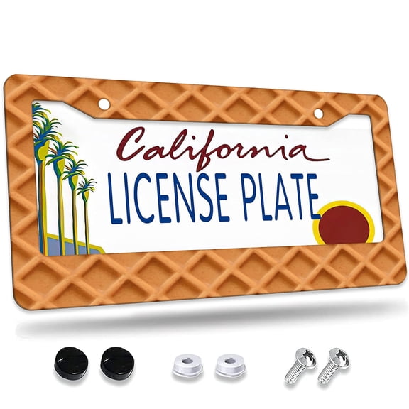 1 Pcs Waffleed Surface License Plate Frame,License Plate Cover for Car Decorative Parts,Aluminum License Plate Bracket Holder Rust-Proofof for US Standard Car