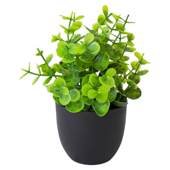 1 Pcs Faux Green Grass Plant in Pot, Artificial Plants Indoor Faux Potted Plant Set, Small Plastic Greenery in Black Pots for Home Desk Table Centerpiece Room Decor