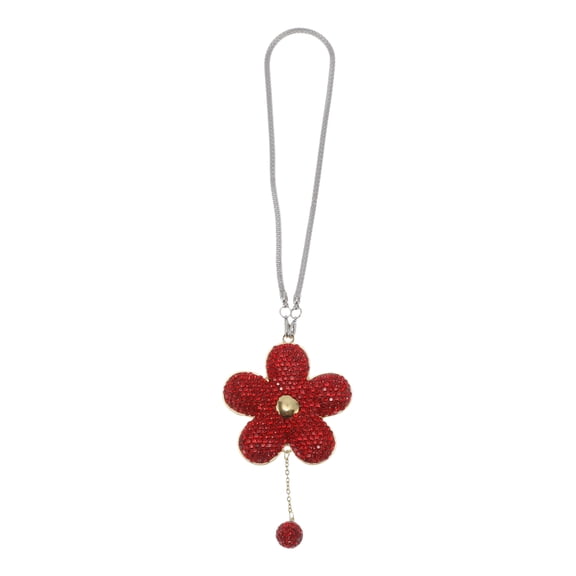 1 Pcs Faux Rhinestone Metal Faux Diamond Flowers Car Rear View Mirror Pendant Accessories Car Hanging Ornament Red
