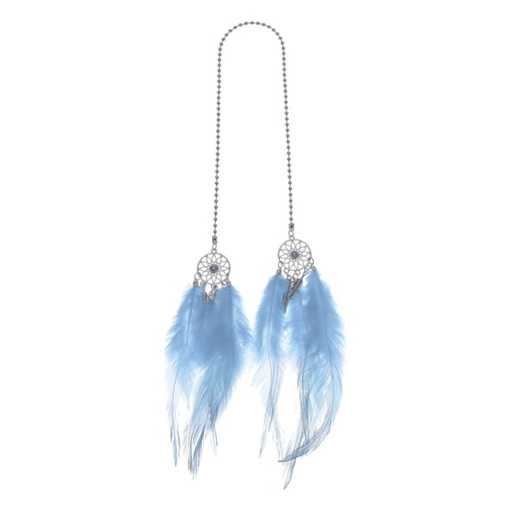 Unique Bargains Metal Faux Rhinestone Faux Diamond Car Rear View Mirror Pendant Accessories Car Hanging Ornament Assorted Color Light Blue