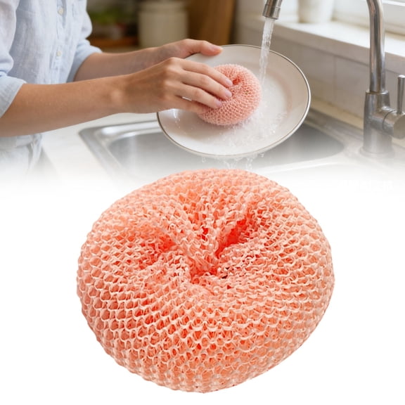 1 Pcs Fiber Dish Scrubber, Round Kitchen Pot Scourer, Dishwasher Compatible Strong Detergency Cleaning Scrub Ball for Home Kitchen