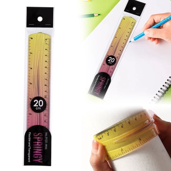 1 Pcs Flexible Ruler,7.87 Inch Bendable Ruler for ,Soft Plastic Ruler, Ruler for Office,Gradient Colored Flex Ruler,Soft Ruler for ,s with Centimeter and Inch
