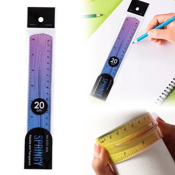 1 Pcs Flexible Ruler,7.87 Inch Bendable Ruler for ,Soft Plastic Ruler, Ruler for Office,Gradient Colored Flex Ruler,Soft Ruler for ,s with Centimeter and Inch
