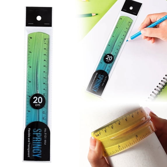 1 Pcs Flexible Ruler,7.87 Inch Bendable Ruler for ,Soft Plastic Ruler, Ruler for Office,Gradient Colored Flex Ruler,Soft Ruler for ,s with Centimeter and Inch