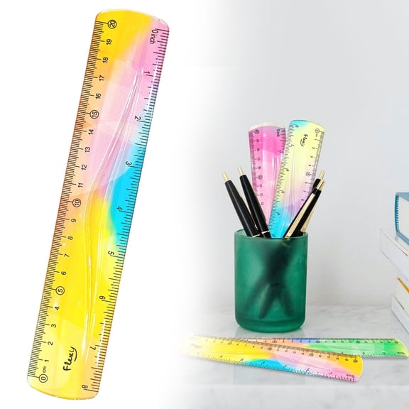 1 Pcs Flexible Ruler,8.66 Inch Bendable Ruler ,Soft Plastic Ruler,Gradient Colored Flex Ruler,Soft Ruler with Centimeter and Inch