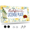 thumbnail image 1 of 1 Pcs Floral Pattern License Plate Frame, License Plate Cover for Car Decorative Parts, Aluminum License Plate Bracket Holder Rust-Proof Weather-Proof for US Standard Car, 1 of 9