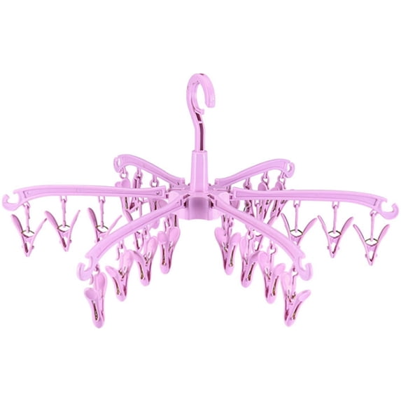 1 Pcs Foldable Drying Rack with 24 Clips, Portable Plastic Hanging Dryer with 24 Clips for Drying Cloth Diapers, Baby Clothes, Bras, Underwear, Hat, Gloves, Socks