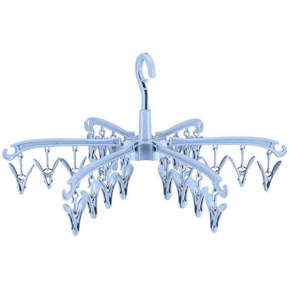 1 Pcs Foldable Drying Rack with 24 Clips, Portable Plastic Hanging Dryer with 24 Clips for Drying Cloth Diapers, Baby Clothes, Bras, Underwear, Hat, Gloves, Socks