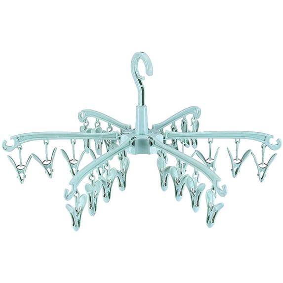 1 Pcs Foldable Drying Rack with 24 Clips, Portable Plastic Hanging Dryer with 24 Clips for Drying Cloth Diapers, Baby Clothes, Bras, Underwear, Hat, Gloves, Socks