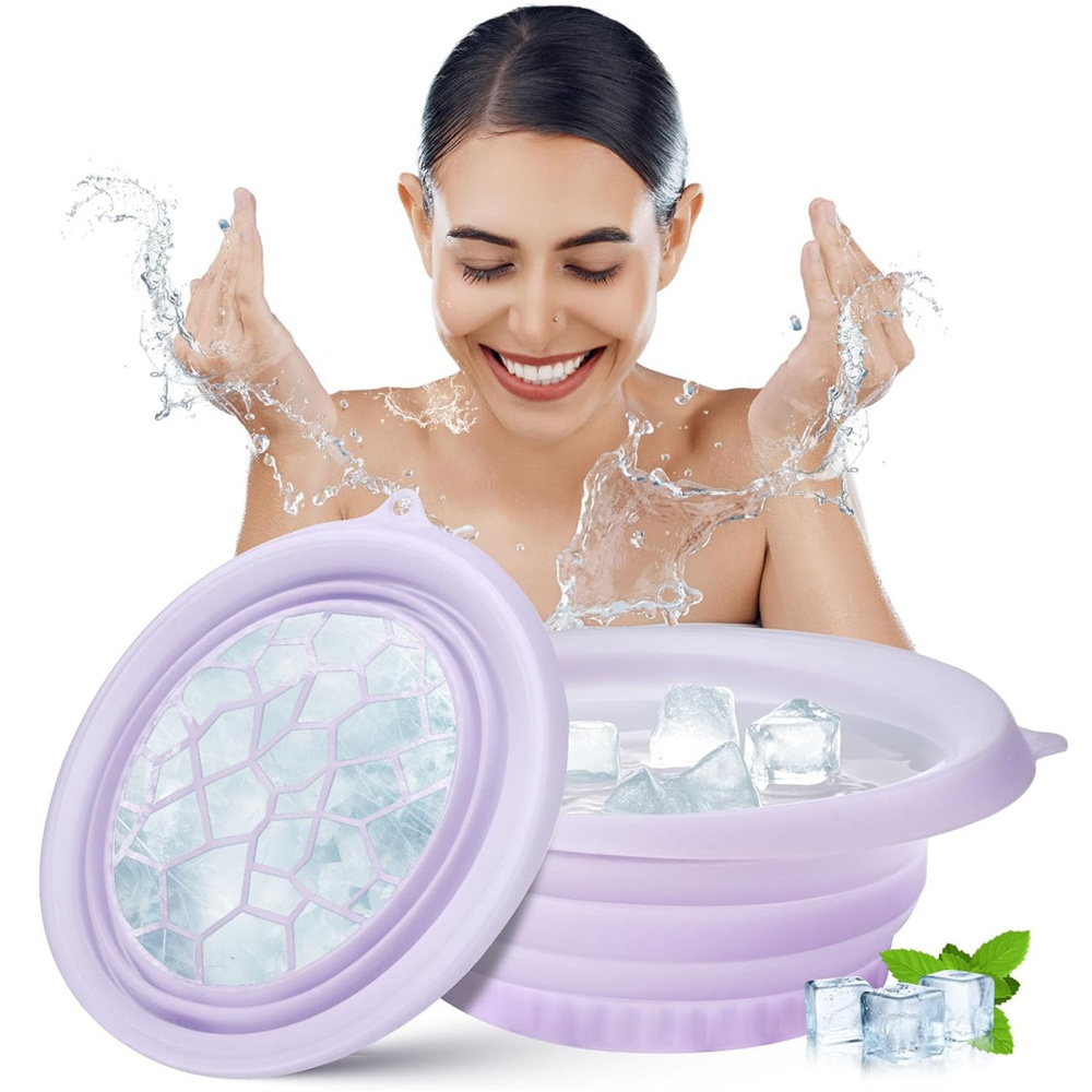 Tub Trays Collapsible Silicone Face Bowl With Built-in Ice Tray