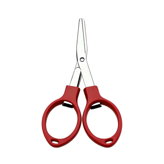 1 Pcs Folding Scissors,Portable Stainless Telescopic Cutter,Small Travel Scissors,Safety Foldable Pocket Badge Small Scissors,Small Metal Folding Scissors for Home,Diy Craft, Sewing,Travel,(Red)