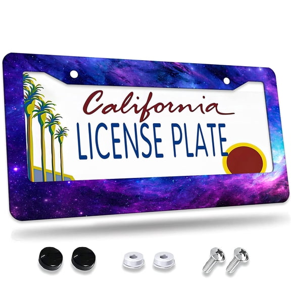 1 Pcs Galaxy License Plate Frame License Plate Frame,License Plate Cover for Car Decorative Parts,Aluminum License Plate Bracket Holder Rust-Proof for US Standard Car