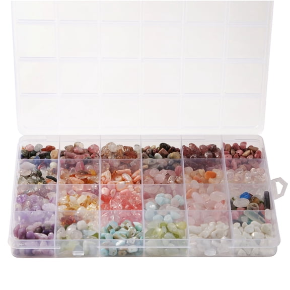 Jewelry Making Supplies, Natural Stone Beads for DIY Craft Bracelet Necklace Earrings, 24 Kinds Gems Bead for Adult Women Jewelry Making