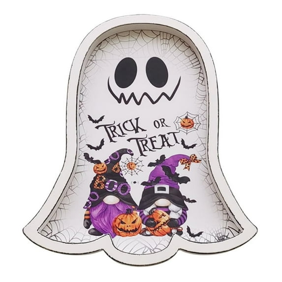 1 Pcs Ghost Serving Trays,Halloween Ghost Serving Platters - Charcuterie Board,Bamboo Cheese Platter Tray,Cheese Cutting Board,Wood Tray Plates for Home Party Dinnerware Supplies(White)