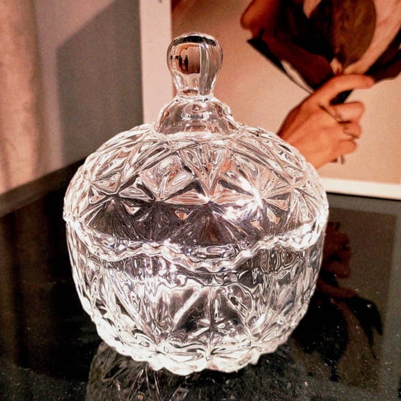 1 Pcs Glass Candy Jars with Lids, Glass Candy Dish, Candy Jars for Candy Buffet, Transparent Halloween Candy Bowl for Party, Candy Storage for Candy Snacks Nuts Cookie Biscuit, Seasoning Jar (G)