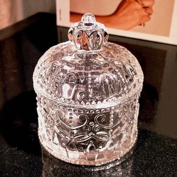 1 Pcs Glass Candy Jars with Lids, Glass Candy Dish, Candy Jars for Candy Buffet, Transparent Halloween Candy Bowl for Party, Candy Storage for Candy Snacks Nuts Cookie Biscuit, Seasoning Jar (H)