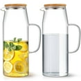 thumbnail image 1 of 1 Pcs Glass Pitcher with Lid, 1L Water Carafe with Handles Hot Cold Beverage Water Jar Glass Jug for Tea Juice Milk Coffee Iced Beverage (A), 1 of 9