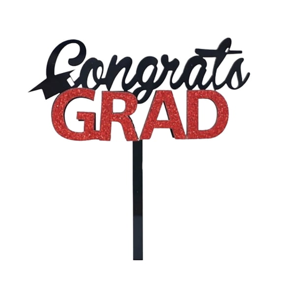 1 Pcs Glitter Class of 2026 Cake Topper – Congrats Grad Cap Decoration for High School and College Graduation Party – 2026 Graduation Supplies for Cake and Dessert Table, Red-2, 6.10x3.94 Inch