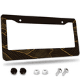 thumbnail image 1 of 1 Pcs Golden Mountain and Moon Illustration License Plate Frame, License Plate Cover for Car Decorative Parts, Aluminum License Plate Bracket Holder Rust-Proof for US Standard Car, 1 of 8