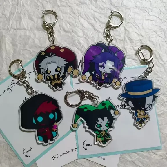 1 Pcs Gothic Jester Acrylic Keychain| Dark Circus Chibi Keyring| Cute Anime Clown Bag Charm| Harlequin Acrylic Charm Accessory| Spooky Aesthetic Gift for Friend