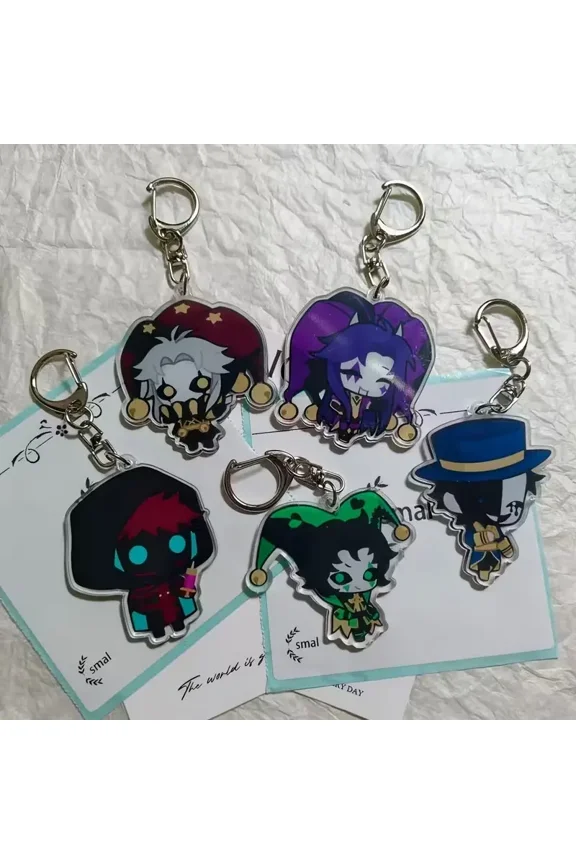 1 Pcs Gothic Jester Acrylic Keychain| Dark Circus Chibi Keyring| Cute Anime Clown Bag Charm| Harlequin Acrylic Charm Accessory| Spooky Aesthetic Gift for Friend