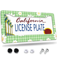 thumbnail image 1 of 1 Pcs Green Checkered License Plate Frame, License Plate Cover for Car Decorative Parts, Aluminum License Plate Bracket Holder Rust-Proof Weather-Proof for US Standard Car, 1 of 9