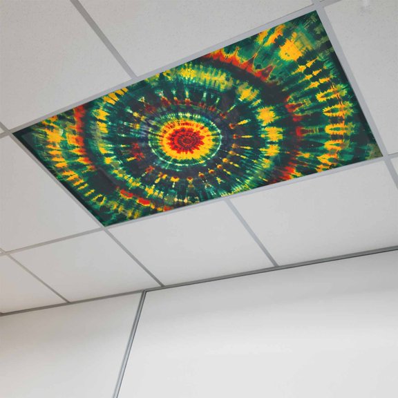 1 Pcs Green Gradient Tie Dye Art Fluorescent Light Covers Abstract Watercolor Dyeing Magnetic Light Covers for Ceiling Lights 4 x 2 ft Drop Ceiling Lights Cover Shade for Office, Home, Hospital