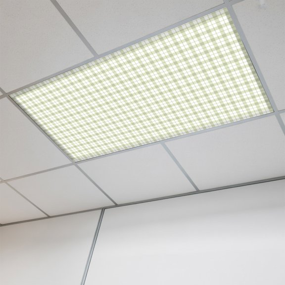 1 Pcs Green Plaid Fluorescent Light Covers Classic Sage Green Grid Checkered Lines Stripes Magnetic Light Covers for Ceiling Lights 4 x 2 ft Drop Ceiling Lights Cover Shade for Office, Home, Hospital