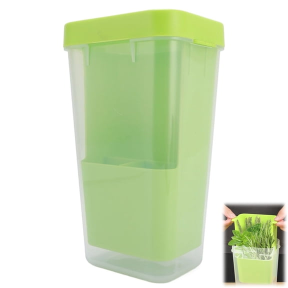 1 Pcs Green Plastic Herb Keeper,Clear Fresh Vegetables Saver,Divider Cilantro Storage Container,Multipurpose Cilantro Saver,Asparagus Organizer,for Kitchen Refrigerator By GIXUSIL