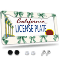 thumbnail image 1 of 1 Pcs Green bows License Plate Frame, License Plate Cover for Car Decorative Parts, Aluminum License Plate Bracket Holder Rust-Proof Weather-Proof for US Standard Car, 1 of 9