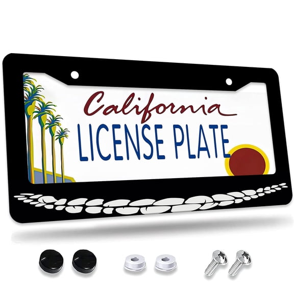 1 Pcs White Teeth on Black Background License Plate Frame,License Plate Cover for Car Decorative Parts,Aluminum License Plate Bracket Holder Rust-Proof for US Standard Car