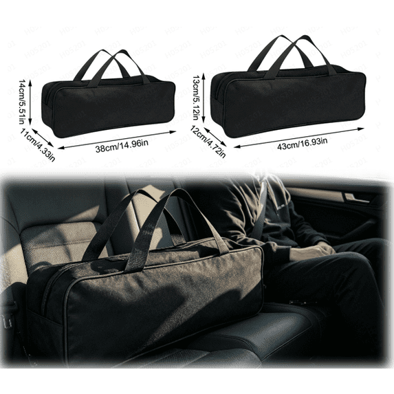 1 Pcs Grill Utensil Storage Bag, Extra Large Oxford Fabric Grilling Accessory Bag for BBQ, Portable Barbecue Tool Bag for Camping Hiking(L,Black,16.93" x 4.72" x 5.12")