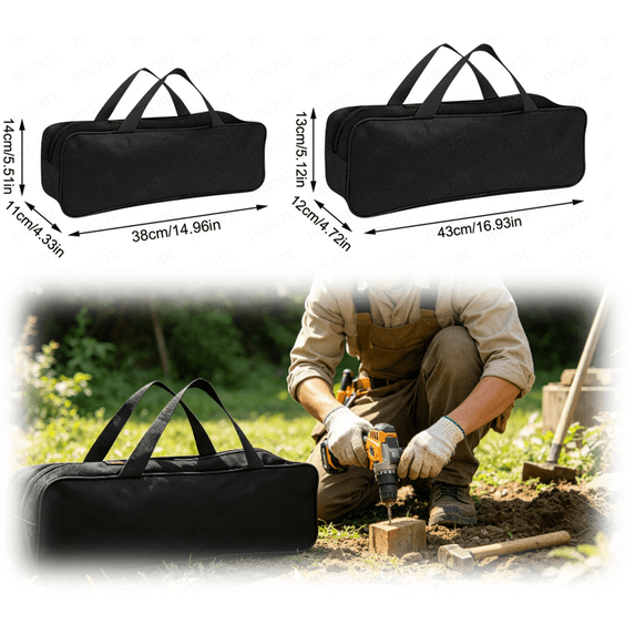 1 Pcs Grill Utensil Storage Bag, Extra Large Oxford Fabric Grilling Accessory Bag for BBQ, Portable Barbecue Tool Bag for Camping Hiking(S,Black,14.96" x 4.33" x 5.51")