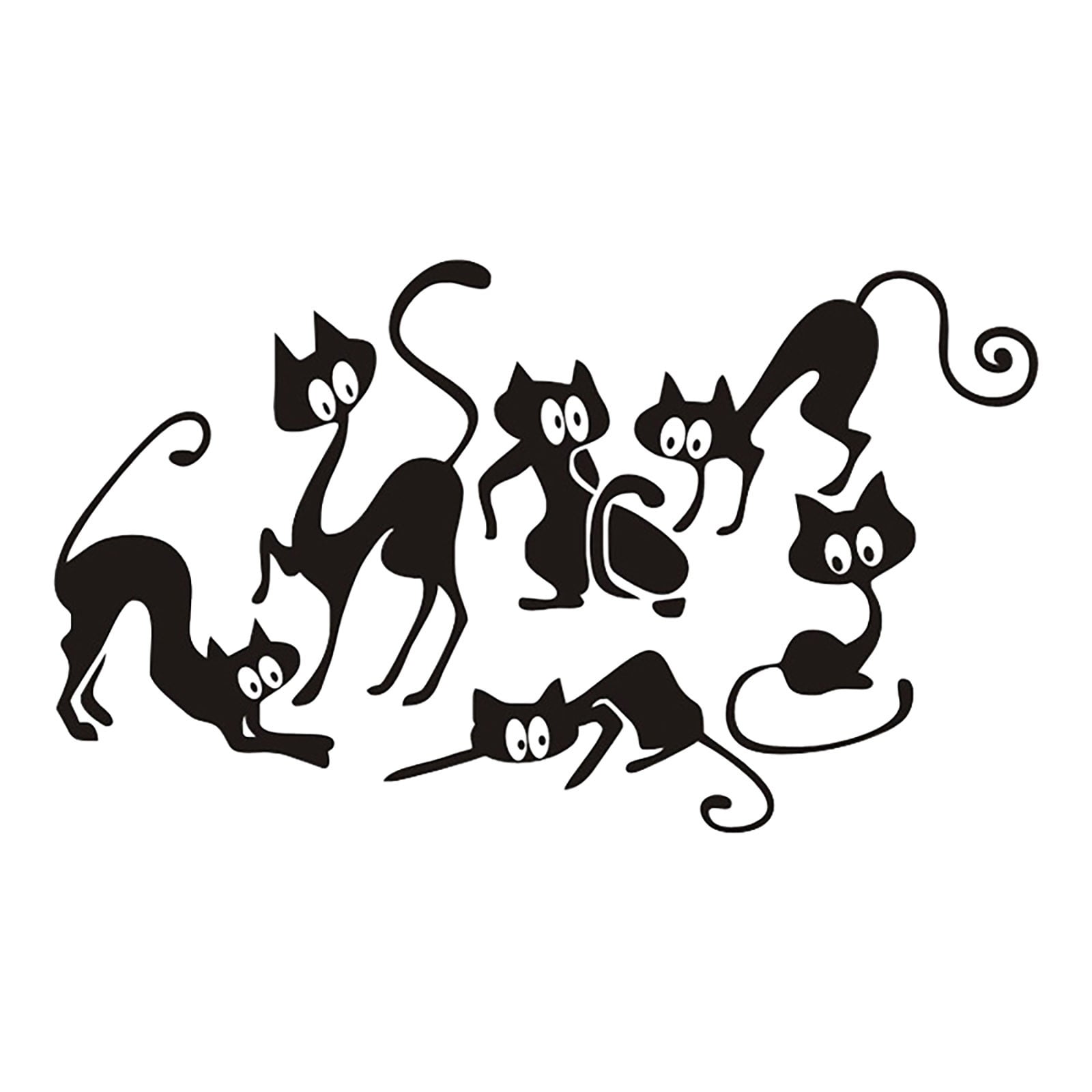 1 Pcs Halloween Black Cat Stickers, Party Wall Decal Butterfly Wall ...