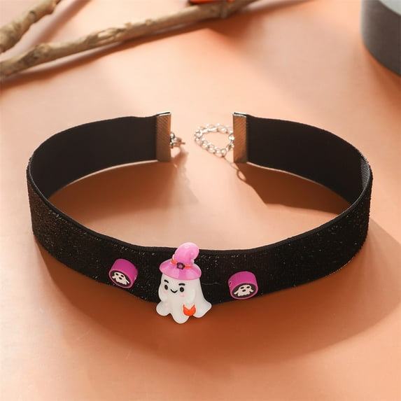 1 Pcs Halloween Choker Necklace Pumpkin Necklace for Women Bat Necklace Halloween Black Necklace for Halloween