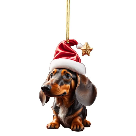 1 Pcs Halloween/Christmas Dachshund Dog Decorations, 3D Acrylic Hanging Ornament,Funny Sausage Dog Animal Pendant for Car Interior,Home Holiday Party, Wall,Gifts,8 Styles(C)