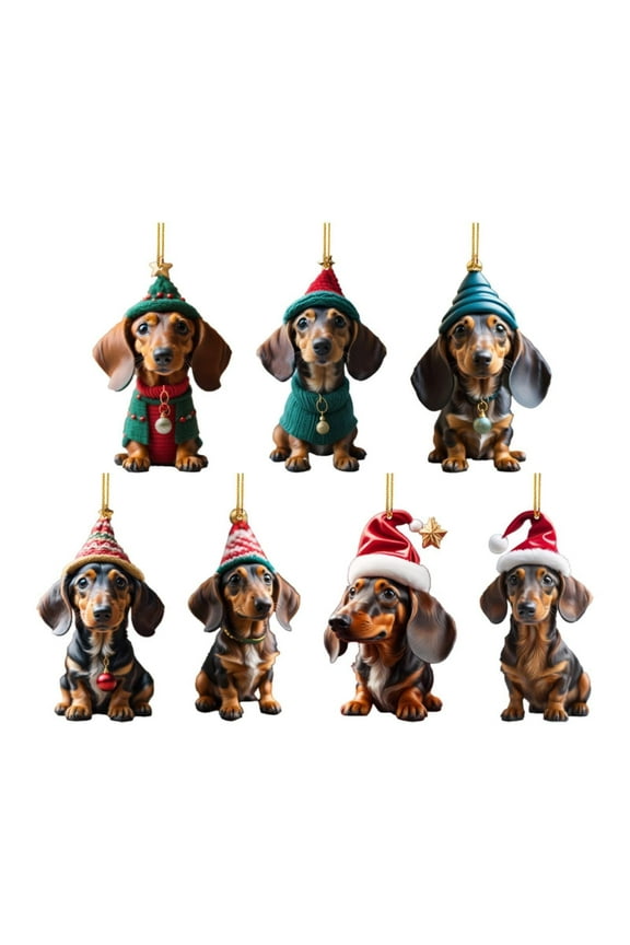 1 Pcs Halloween/Christmas Dachshund Dog Decorations, Christmas Ornaments 2025,3D Acrylic Hanging Ornament,Dachshund Christmas Decorations Weiner Dog Decor Dachshund Gifts, 3.14in(H)