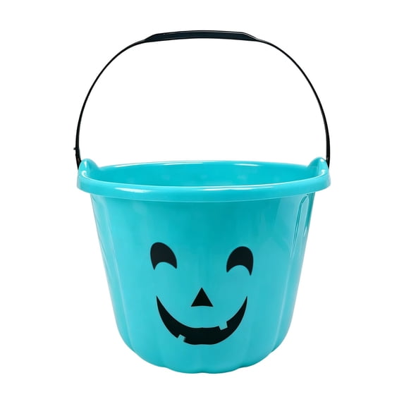 1 Pcs Halloween Jack-O-Lantern Treat Bucket, Halloween Trick or Treat Buckets Halloween Pumpkin Buckets Plastic Pail Candy Bowl Holder with Handle or Party Decoration 9x7"