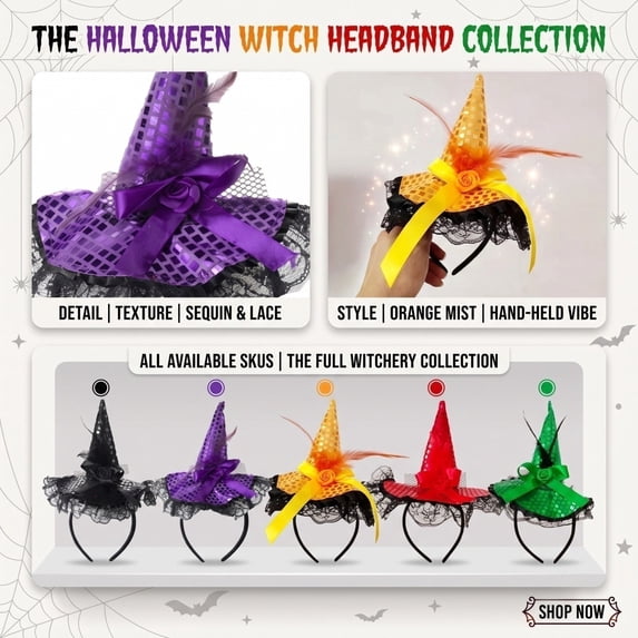 1 Pcs Halloween Pointy Witch Hat Headband Costume Dress up Cosplay Accessories